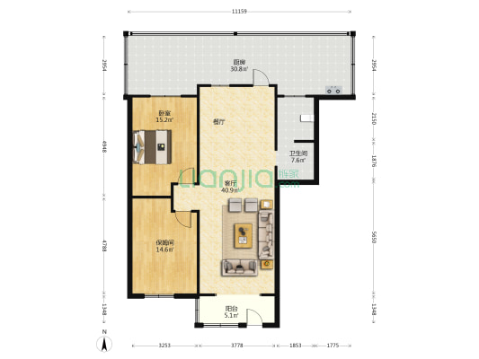 皇庭港湾 1室1厅1卫 108平方