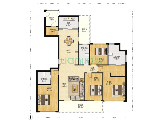 融创宜和园 4室2厅3卫 193平方