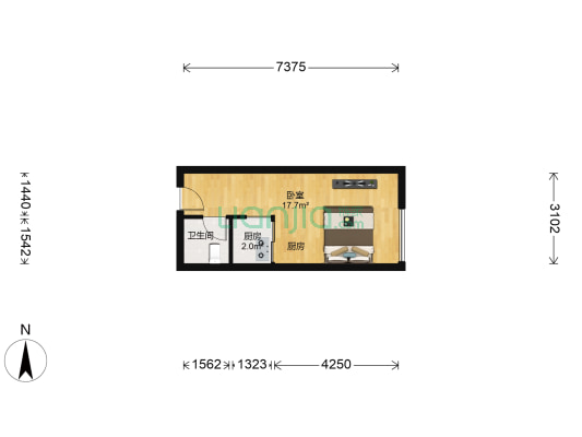 东方新城一期 1室0厅1卫 31平方