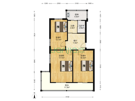 六纬路学区市政府小区 3室1厅1卫 86平方