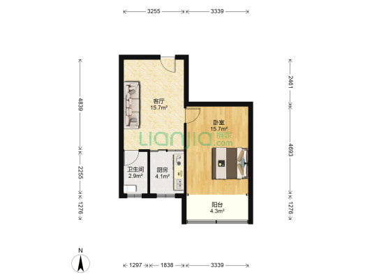 民丰里北区 1室1厅1卫 49平方