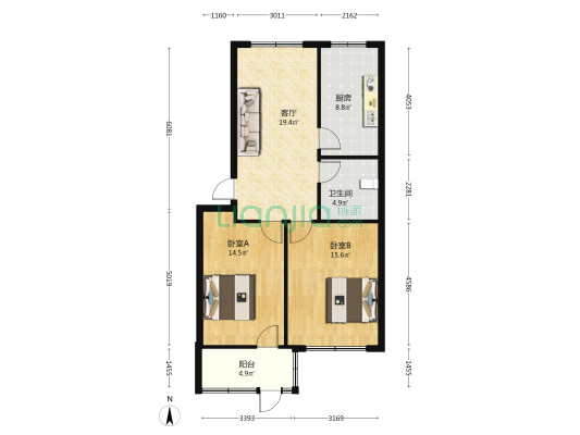 技术中心开发宿舍 2室1厅1卫 80平方
