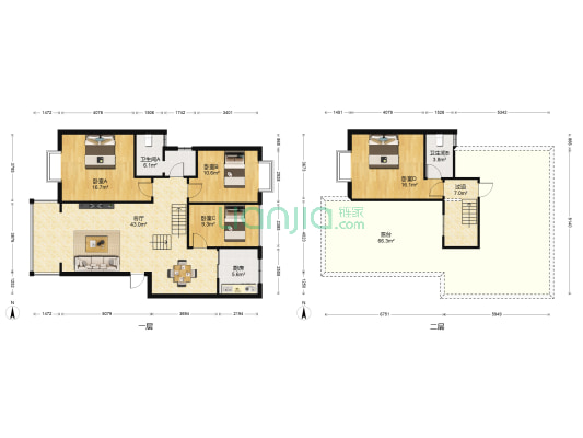 蓝天白云 4室1厅2卫 139平方