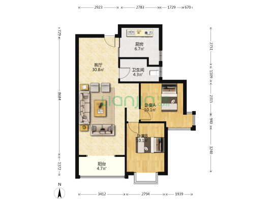 精装修未住，保持完好，婚房拎包入住。-户型图