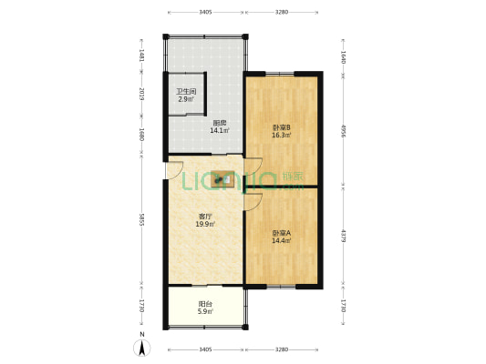 华中园小区 2室1厅1卫 84平方