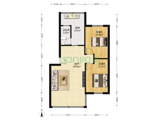 华川小区 2室1厅1卫 66平方