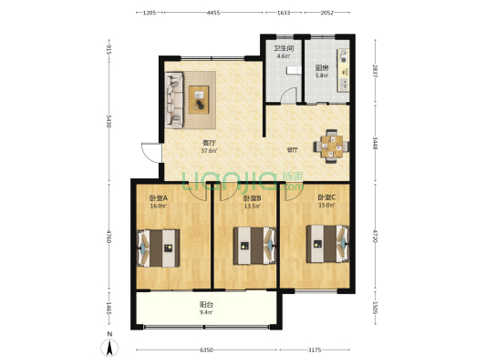 圣和雅居园 3室1厅1卫 140平方