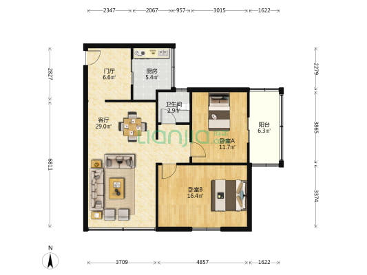 攀枝花大道东段430号 2室1厅1卫 90平方