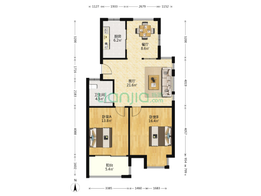 华城·丽景湾 2室2厅1卫 94平方