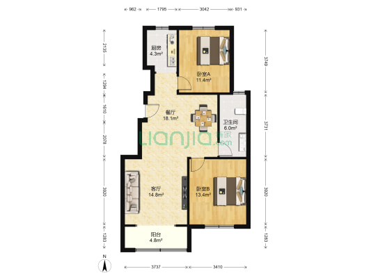 金鼎华郡 2室2厅1卫 104平方