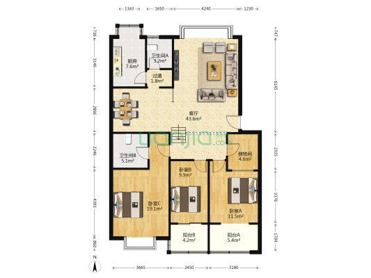金玉小区 3室1厅2卫 139平方