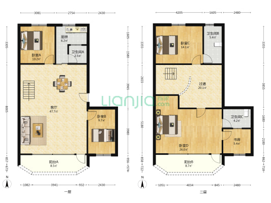 西湖小区 5室1厅3卫 195平方