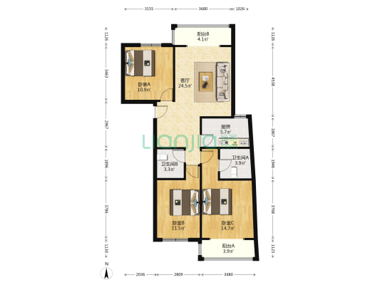 小区环境优美，有人工水系，宜居好去处-户型图