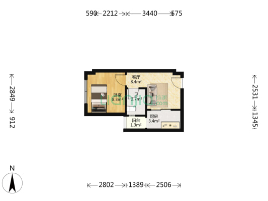 红枫•维龙广场 1室1厅1卫 38平方