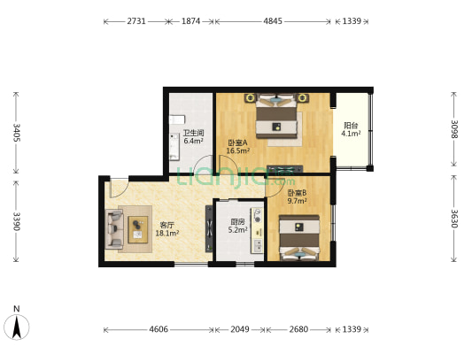 京城仁合 2室1厅1卫 83平方