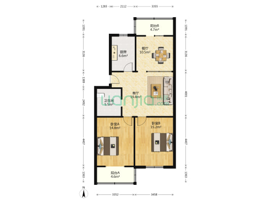 古田四路水利厅宿舍 2室2厅1卫 97平方