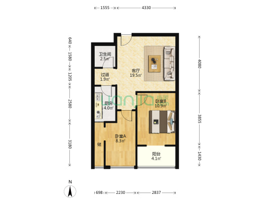 同泰园 2室1厅1卫 74平方
