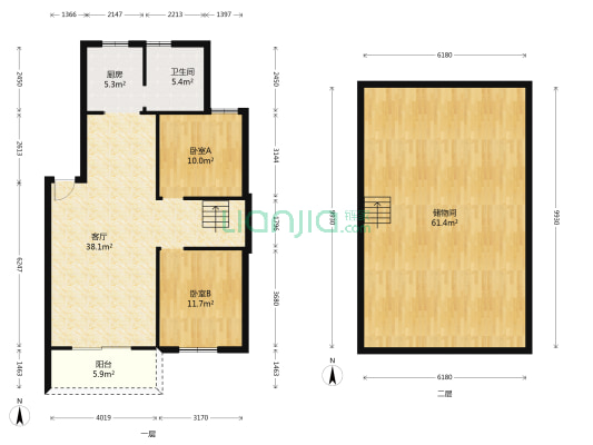 庐山中大道南齿宿舍（蛟桥菜场小区） 2室1厅1卫 149平方