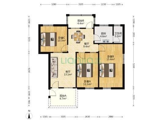 37小区 3室2厅1卫 78平方