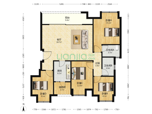 雅居乐九龙雅郡 4室1厅2卫 121平方