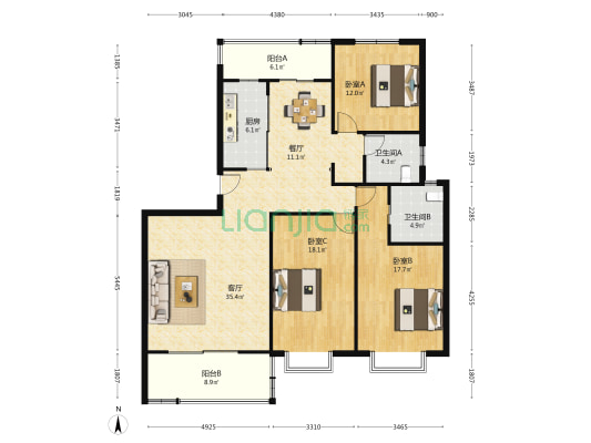 兴荣家园 3室2厅2卫 151平方