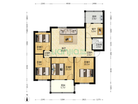 交通局家属院寒亭小区 4室2厅1卫 91平方
