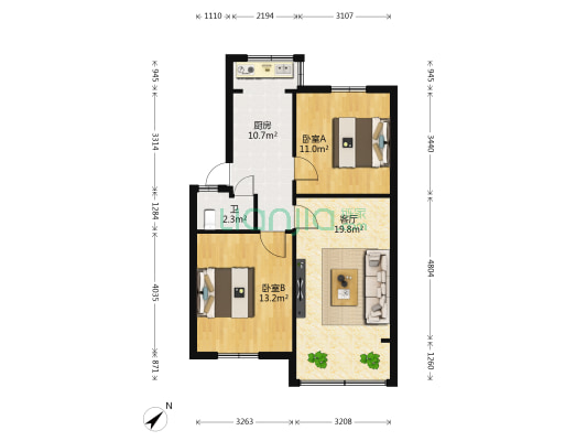 观风路9号 2室1厅1卫 68平方
