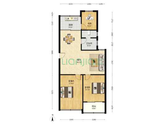 沙井头东区 3室1厅1卫 118平方