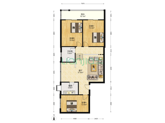 汉阳大街6号 3室1厅1卫 122平方
