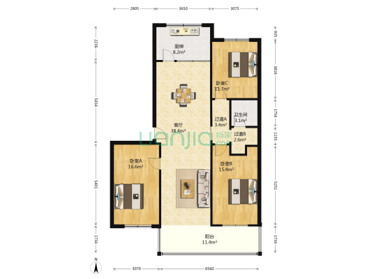 堤口路85号 3室1厅1卫 135平方