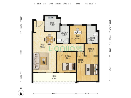 绿城·春月金沙 3室1厅2卫 109平方