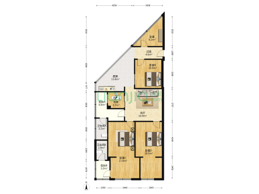 盈翠里 5室1厅2卫 85平方
