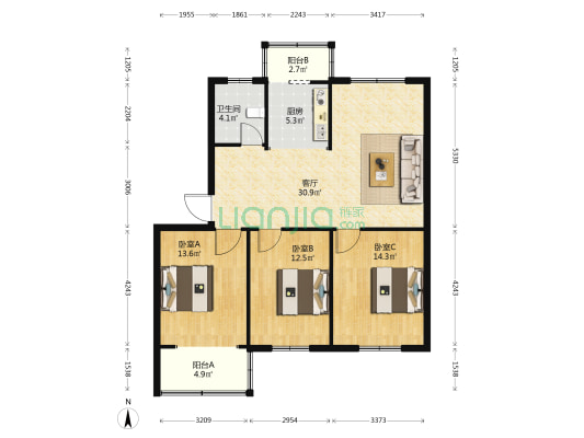 青云巷(江宁) 3室1厅1卫 108平方