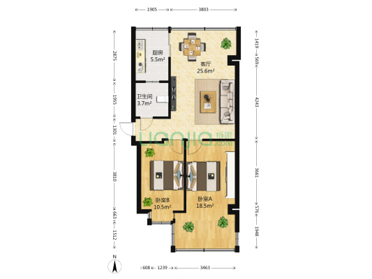 园西路117号（原北门街48号） 2室1厅1卫 60平方