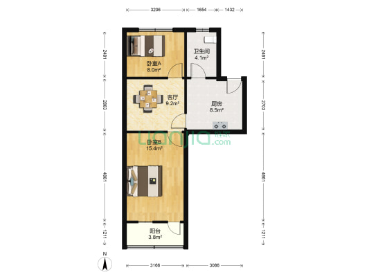 新桥商业楼 2室1厅1卫 63平方