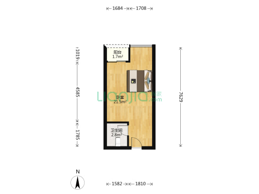 康诗丹郡花园 1室0厅1卫 31平方