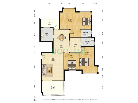 钻石豪庭 3室2厅2卫 174平方