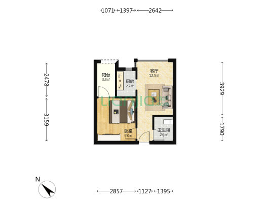 福泉中心 1室1厅1卫 42平方