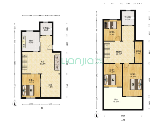行管局宿舍 4室1厅2卫 156平方
