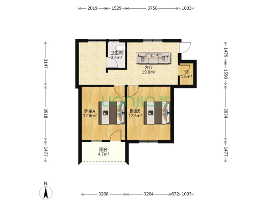 省轮机关宿舍 2室1厅1卫 71平方