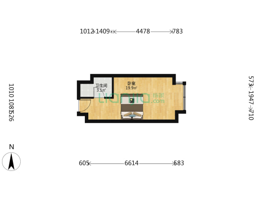 俊发城俊寓  1室0厅1卫 41平方