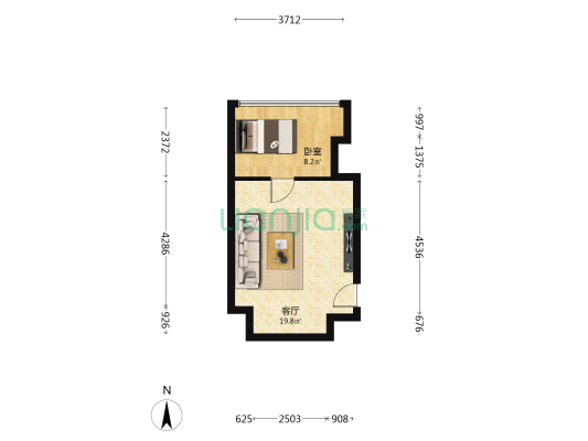 三利广场 1室1厅0卫 46平方