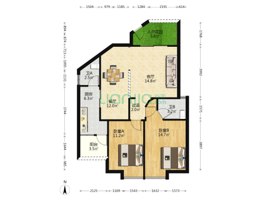 乐雅苑 2室2厅2卫 79平方