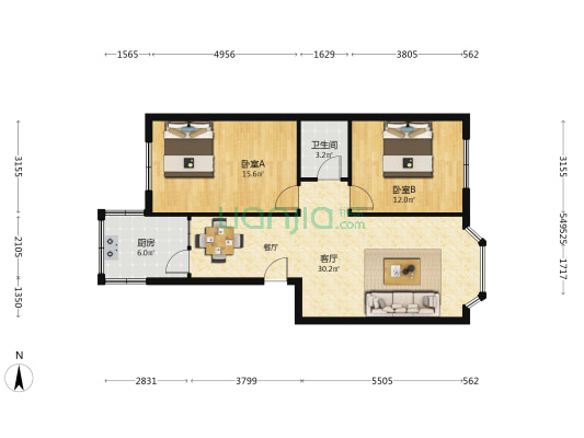 新新街79号 2室1厅1卫 80平方