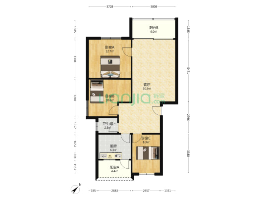 新大花苑 3室1厅1卫 102平方