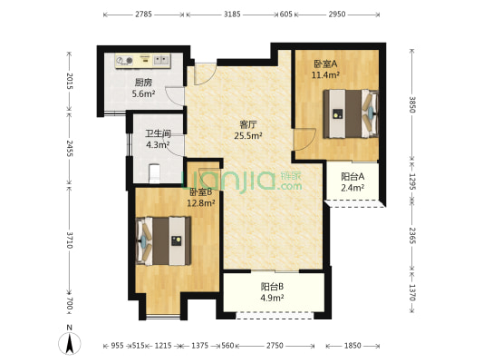 三和名仕城 2室1厅1卫 84平方