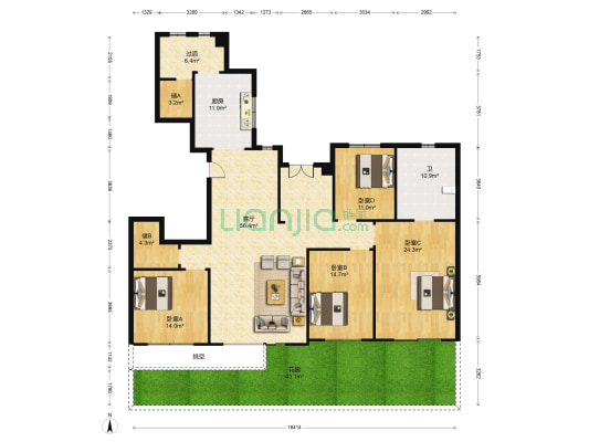 新世界卓铸 4室1厅1卫 270平方