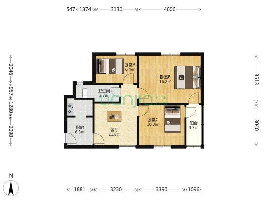 后文家巷11号 3室1厅1卫 73平方