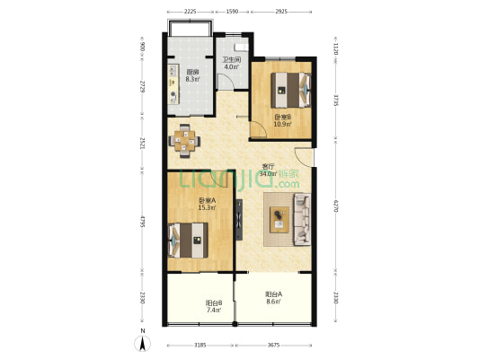 省人民检察院家属院 2室1厅1卫 91平方