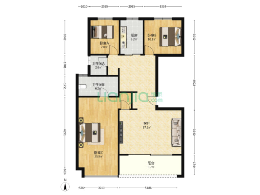 南京云上 3室1厅2卫 140平方